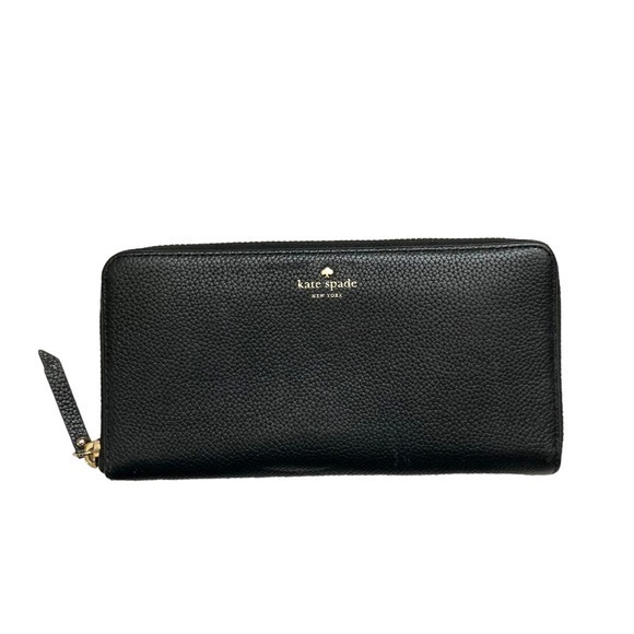 Kate spade black pebbled leather zipper clutch wallet - Picture 1 of 8